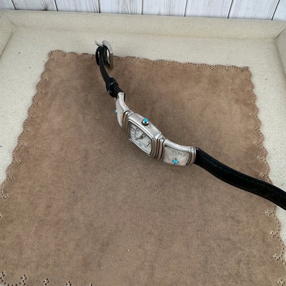 Vintage Sterling Silver Ecclissi Watch Mother of Pearl Dial and Sides - Picture 7 of 10